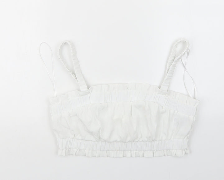 H&M Womens White   Cropped T-Shirt Size M