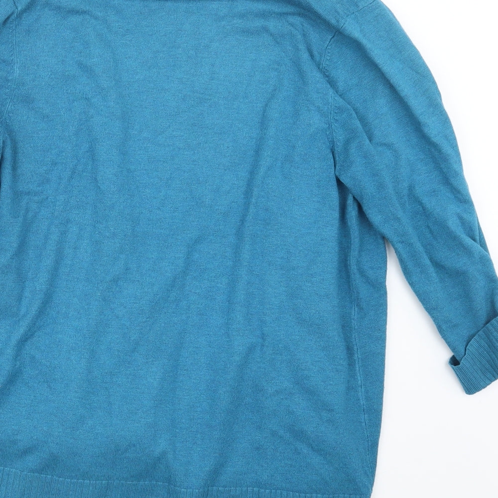 M&Co Womens Blue  Knit Cardigan Jumper Size 16