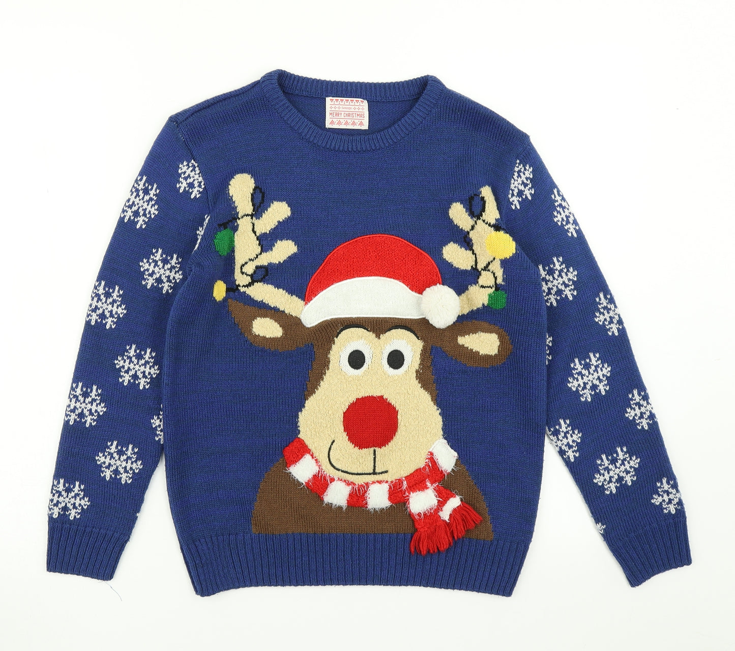 George Boys Blue  Knit Pullover Jumper Size 9-10 Years  - christmas Jumper