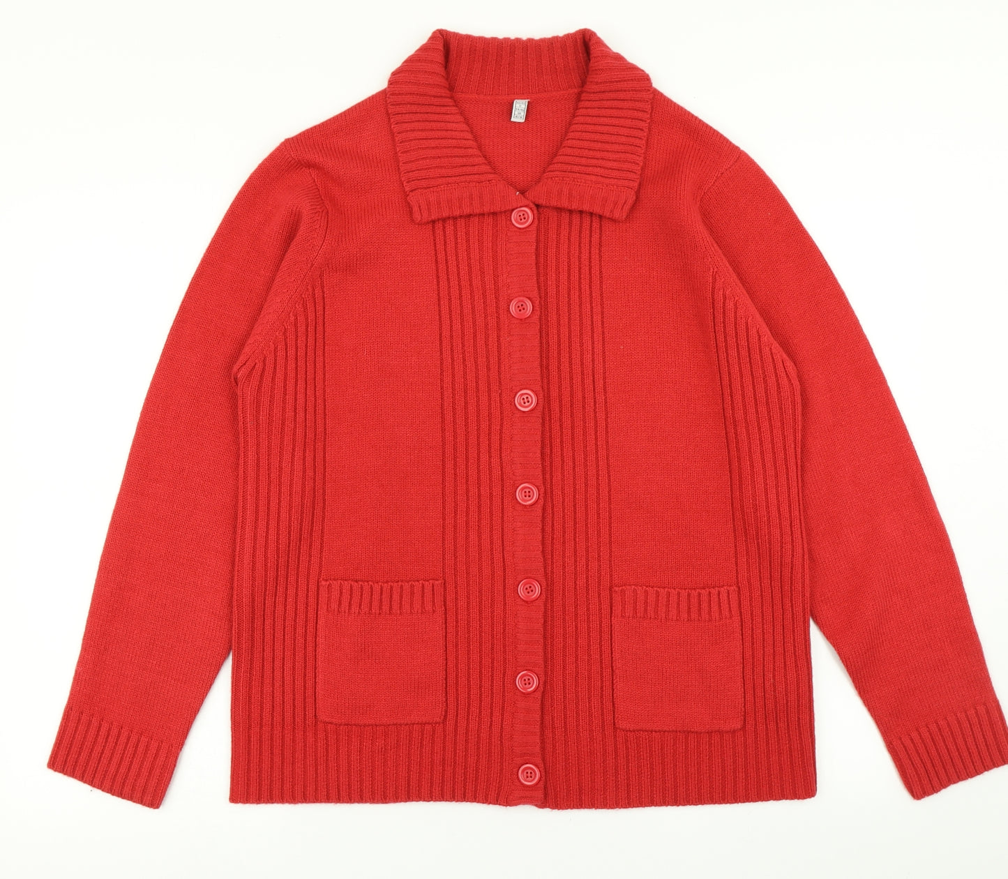 Preworn Womens Red  Knit Cardigan Jumper Size 16