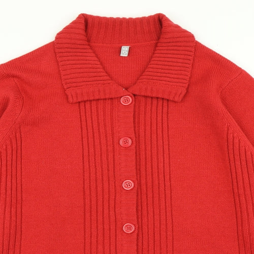 Preworn Womens Red  Knit Cardigan Jumper Size 16