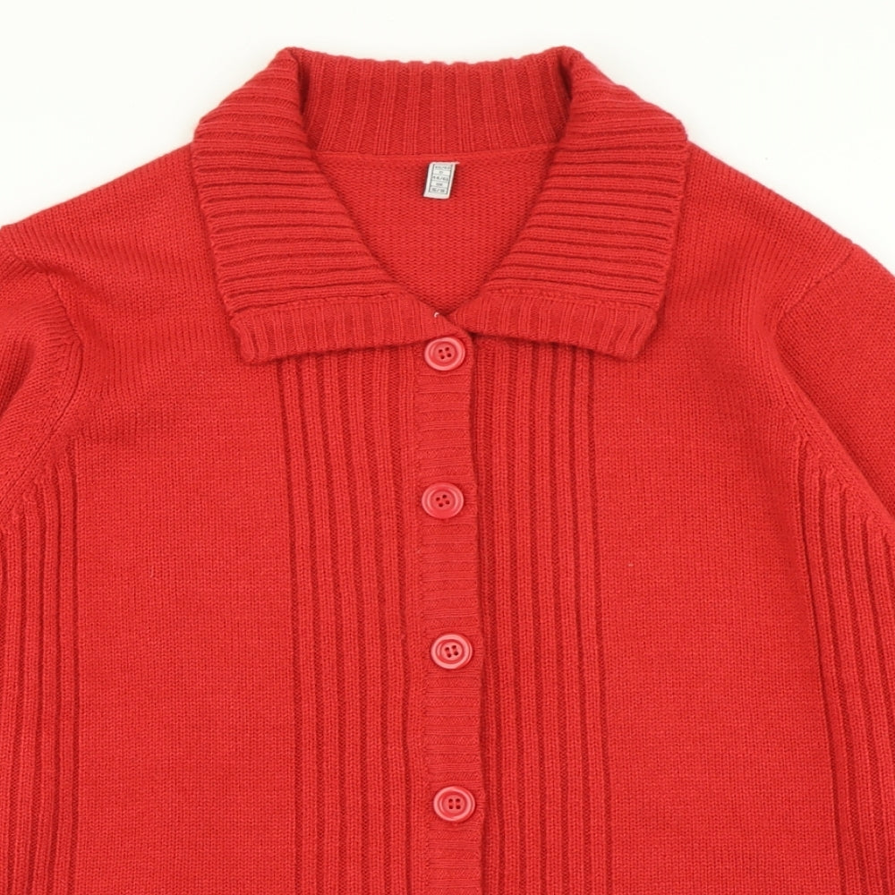 Preworn Womens Red  Knit Cardigan Jumper Size 16