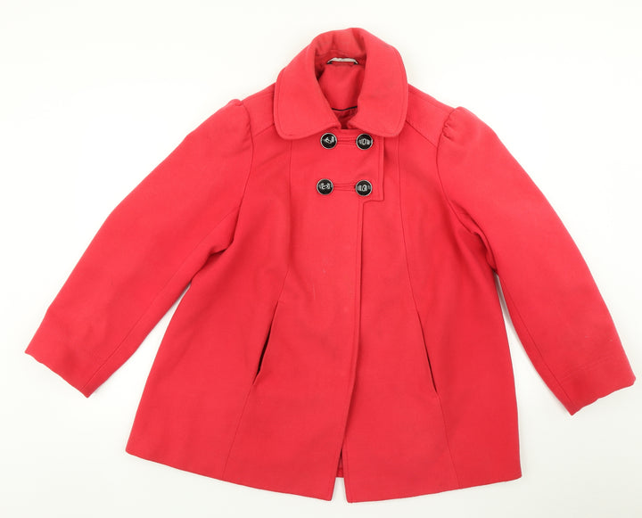 G. Womens Pink Overcoat Coat Size 14