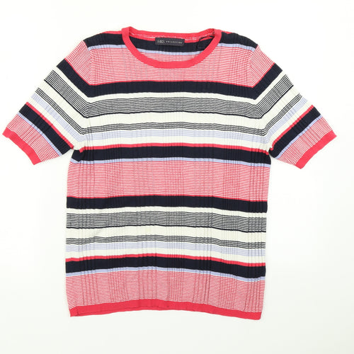 M&S Collection Womens Red Striped Knit Pullover Jumper Size 16