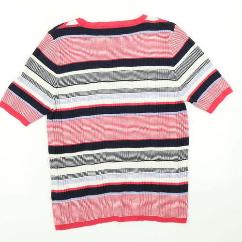 M&S Collection Womens Red Striped Knit Pullover Jumper Size 16