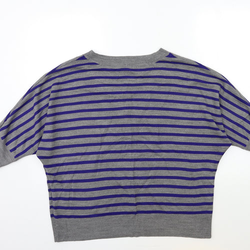 BHS Womens Grey Striped Knit Pullover Jumper Size 18