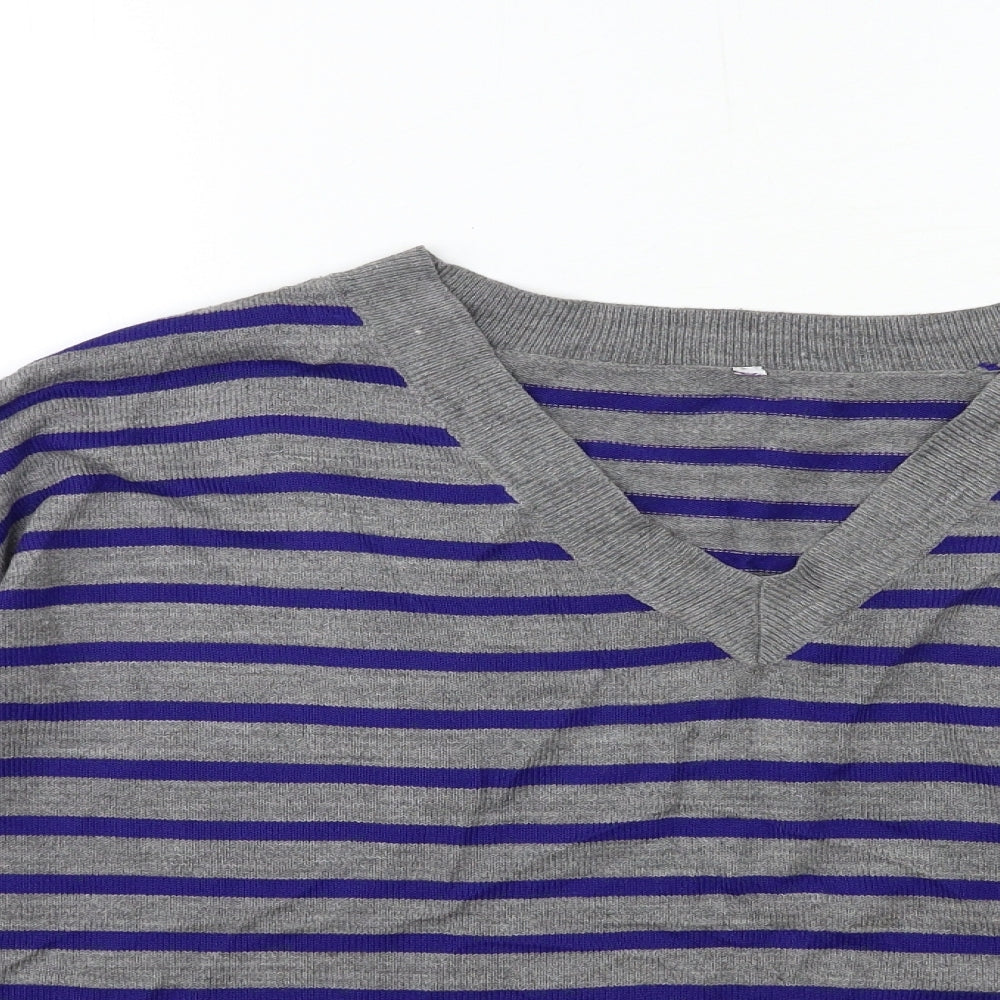 BHS Womens Grey Striped Knit Pullover Jumper Size 18