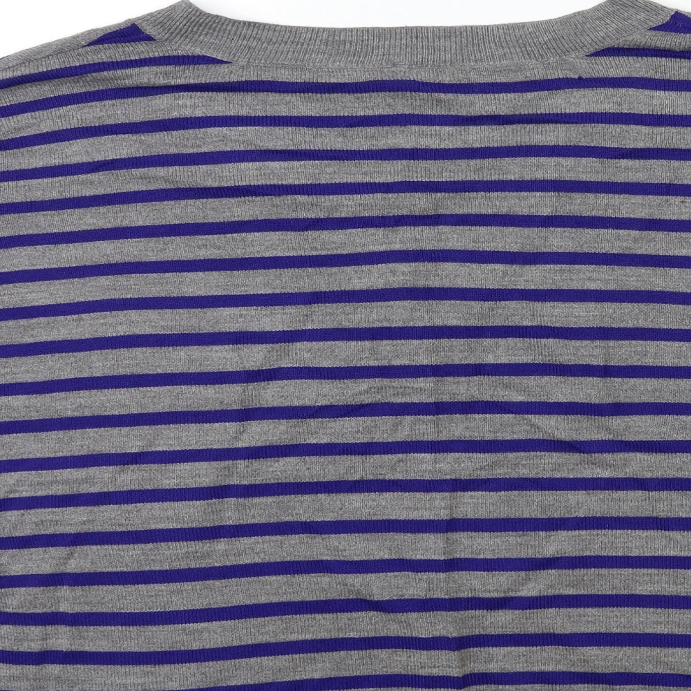 BHS Womens Grey Striped Knit Pullover Jumper Size 18
