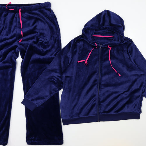 Preworn Womens Blue  Fleece Top Pyjama Set Size XL
