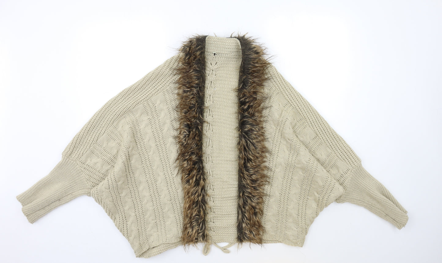 Preworn Womens Beige  Knit Cardigan Jumper Size L