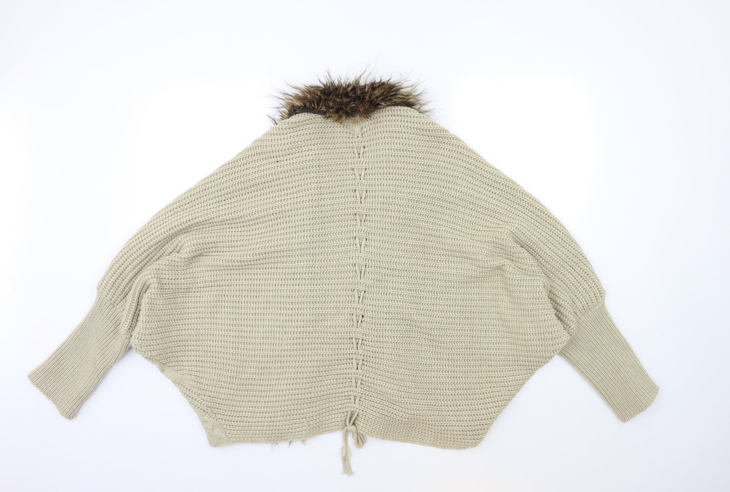Preworn Womens Beige  Knit Cardigan Jumper Size L