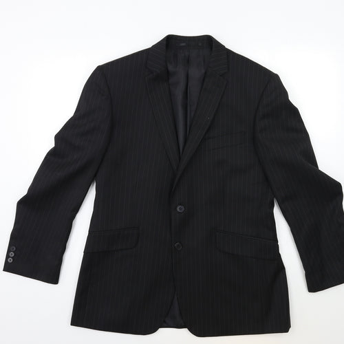 Burton Mens Black Striped  Jacket Suit Jacket Size 40