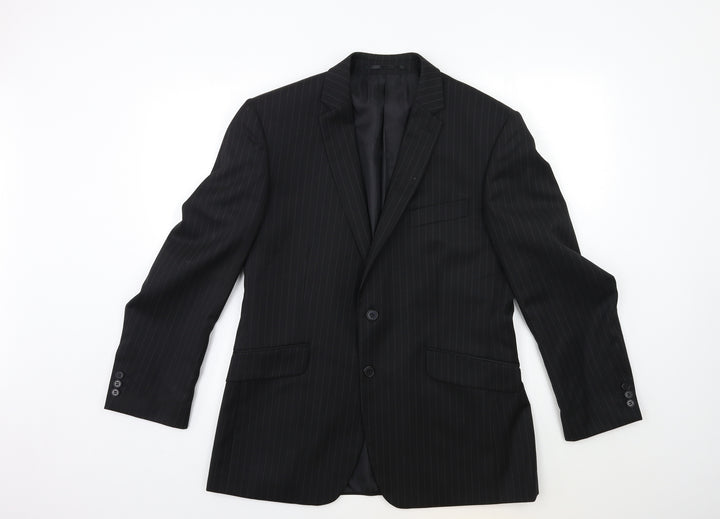 Burton Mens Black Striped  Jacket Suit Jacket Size 40