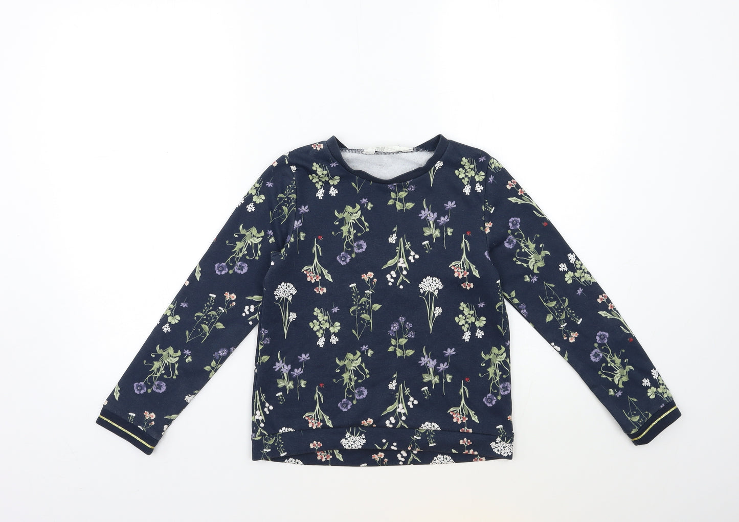 H&M Girls Blue Floral  Pullover Sweatshirt Size 7-8 Years