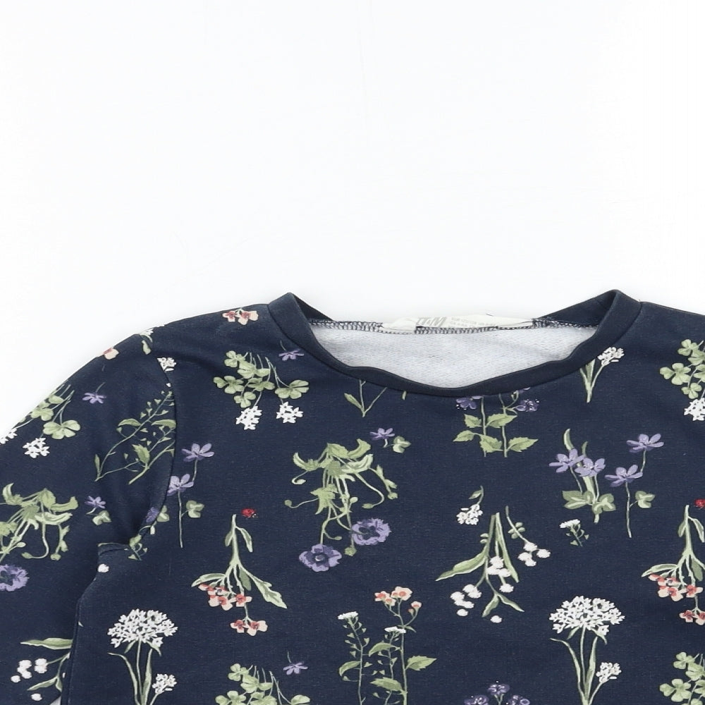 H&M Girls Blue Floral  Pullover Sweatshirt Size 7-8 Years