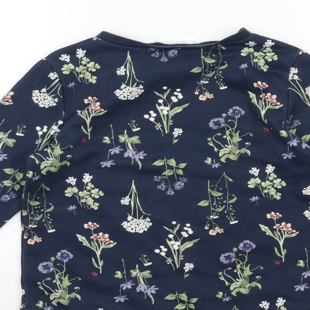 H&M Girls Blue Floral  Pullover Sweatshirt Size 7-8 Years