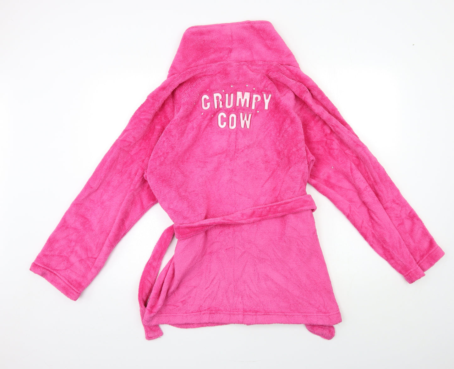 Spirit Womens Pink  Fleece Kimono Gown Size 12  - GRUMPY COW