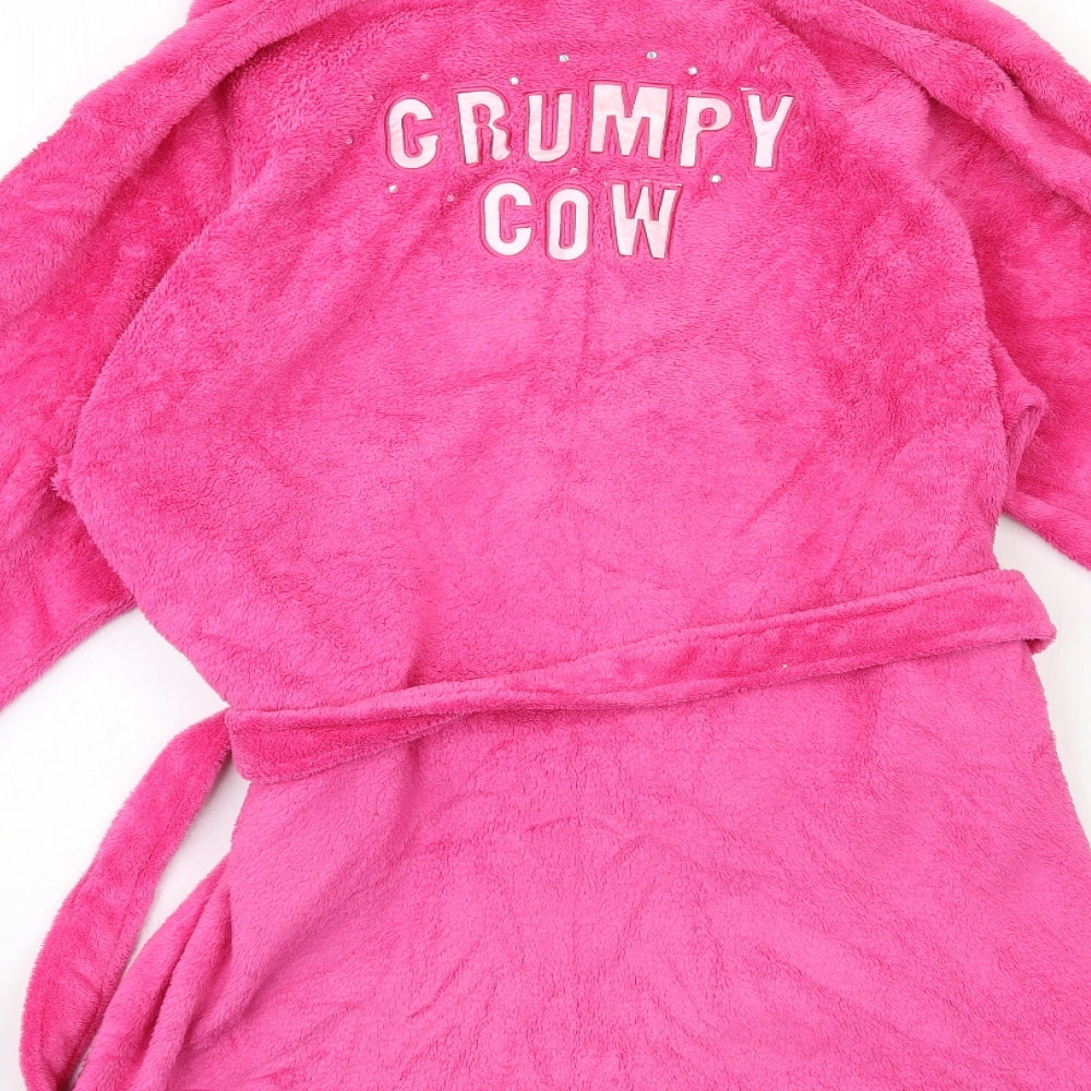 Spirit Womens Pink  Fleece Kimono Gown Size 12  - GRUMPY COW