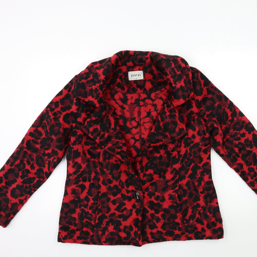 Soon Womens Red Floral  Overcoat Coat Size 14