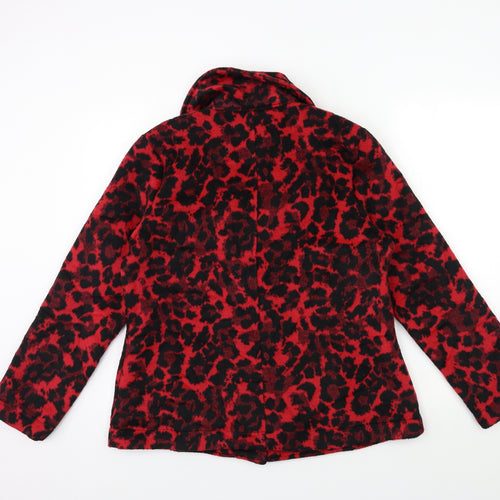 Soon Womens Red Floral  Overcoat Coat Size 14