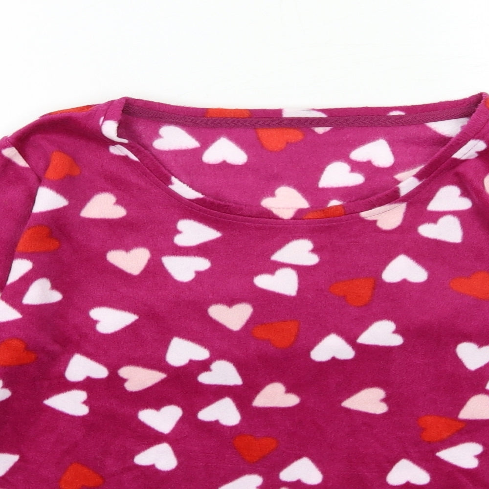 Marks and Spencer Womens Purple Geometric Fleece Top Pyjama Top Size 6