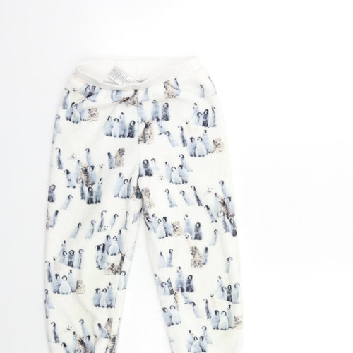 Marks and Spencer Girls White Geometric Fleece Top Lounge Pants Size 6 Years