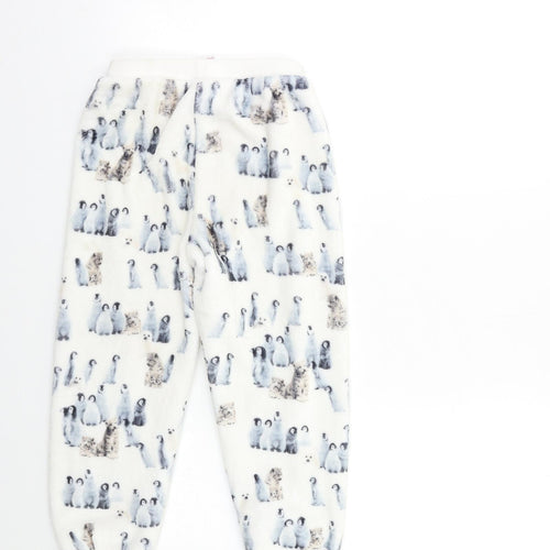 Marks and Spencer Girls White Geometric Fleece Top Lounge Pants Size 6 Years