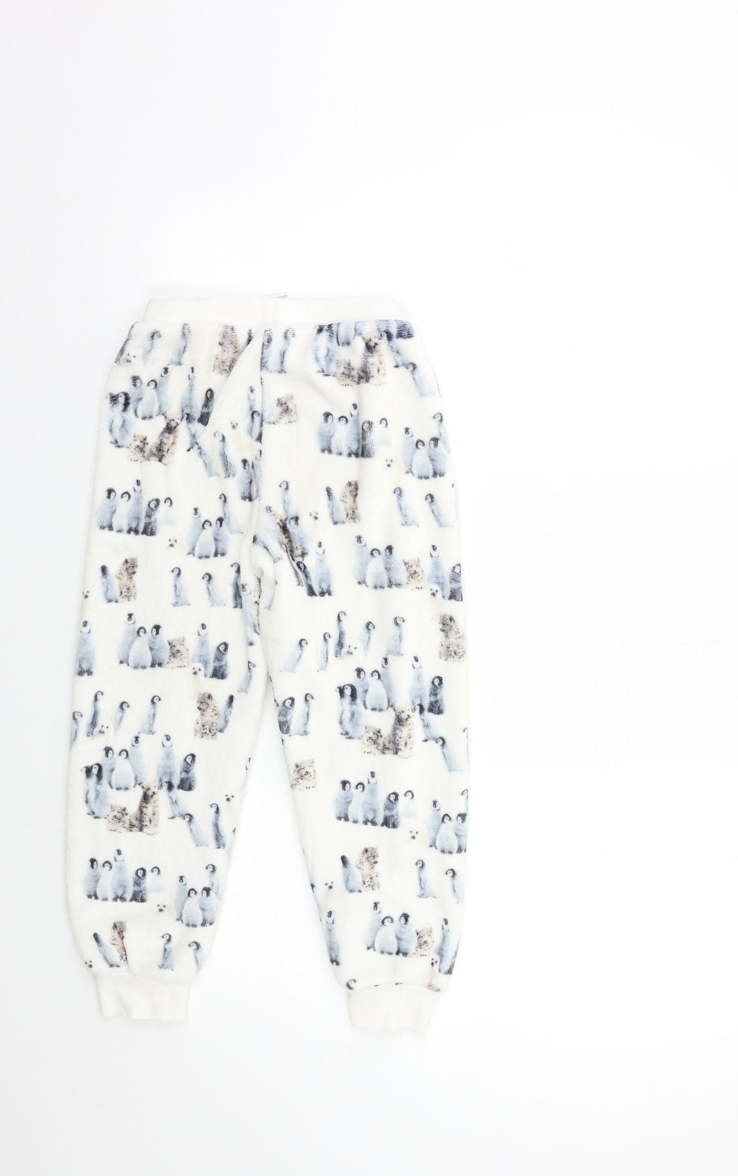 Marks and Spencer Girls White Geometric Fleece Top Lounge Pants Size 6 Years