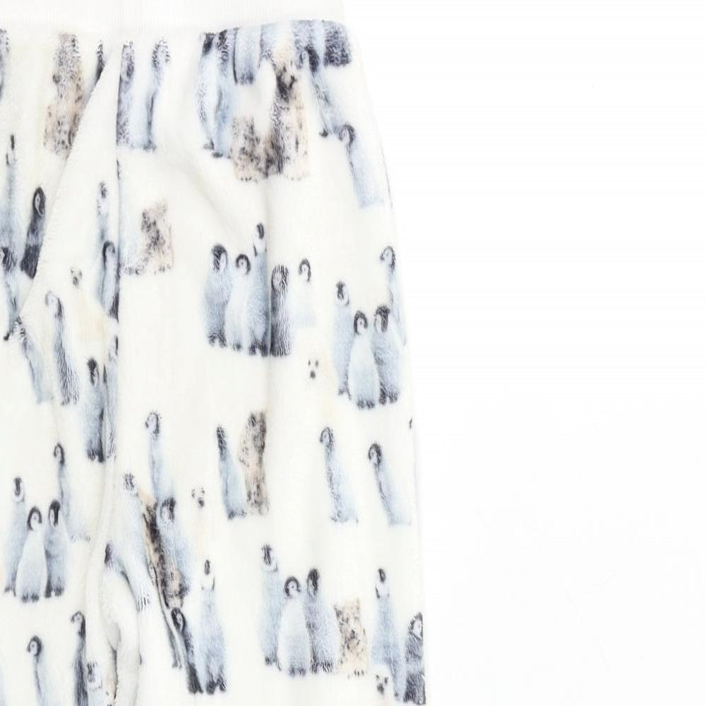 Marks and Spencer Girls White Geometric Fleece Top Lounge Pants Size 6 Years