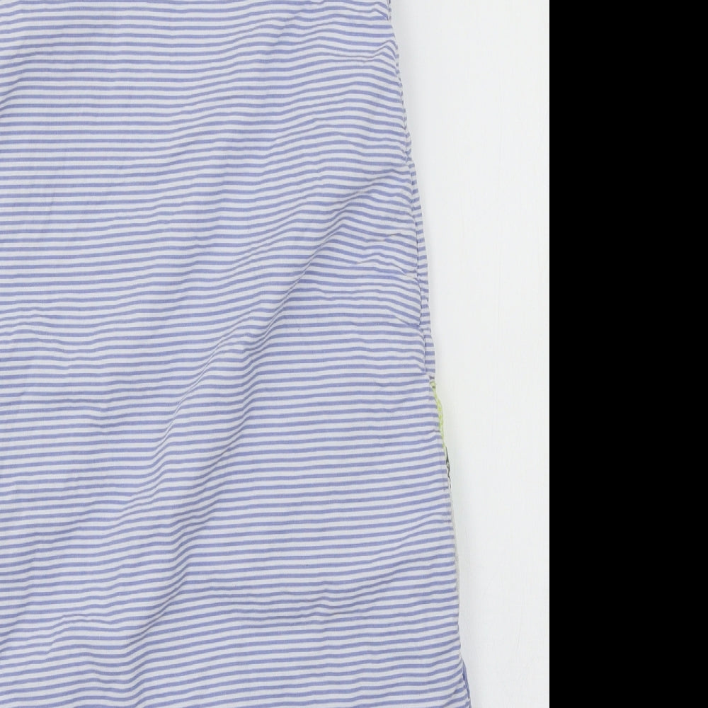 John Lewis Baby Blue Striped Jersey Babydoll One Piece Size 6-9 Months  - Lion Sleepsuit