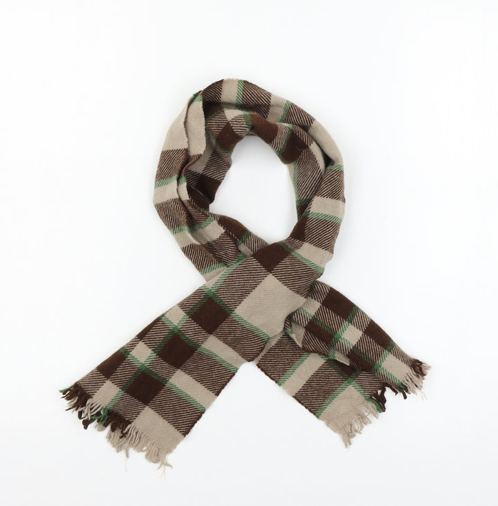 Preworn Womens Brown Check Knit  Scarf
