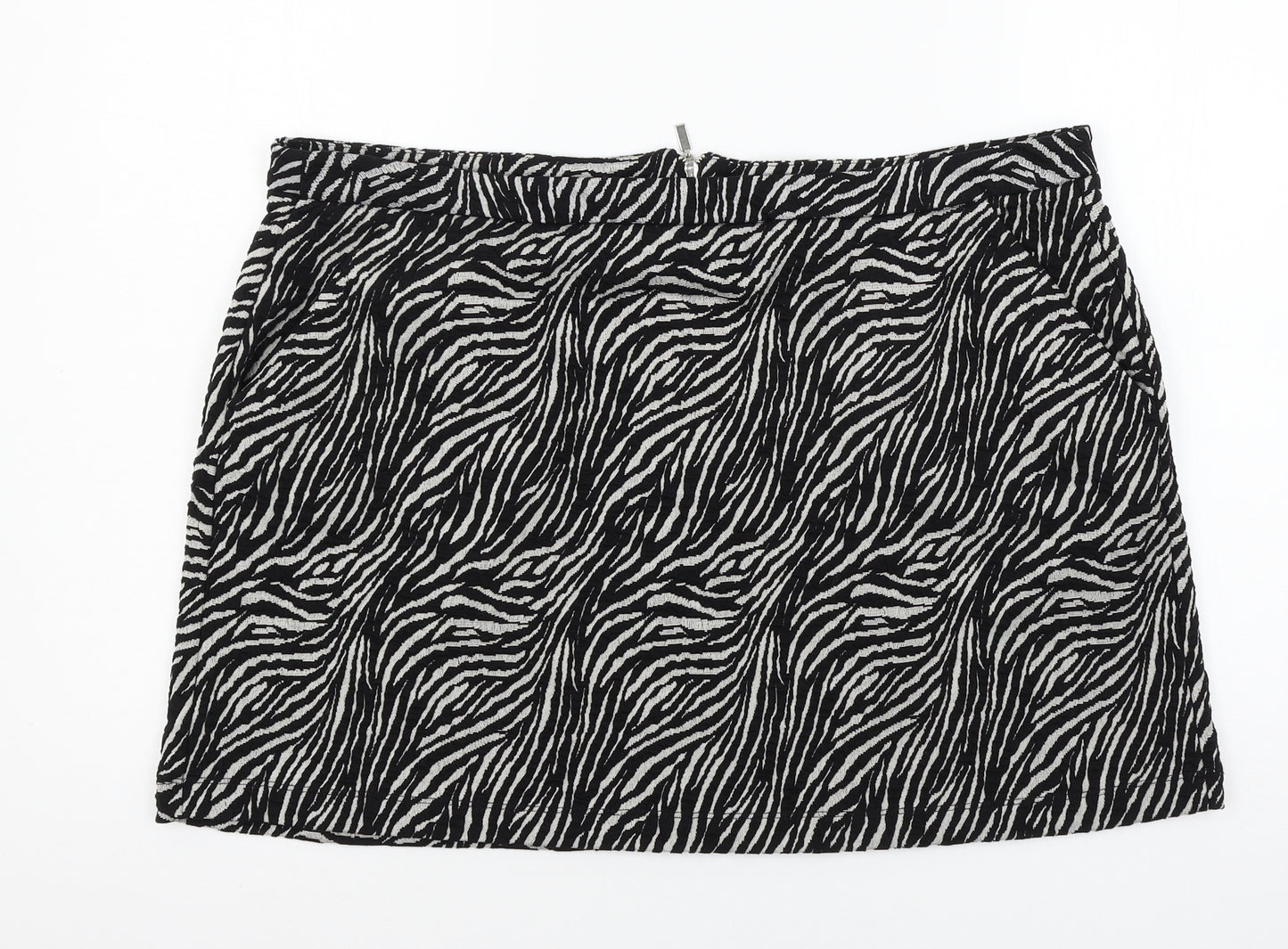 NEXT Womens Black Animal Print  A-Line Skirt Size 20