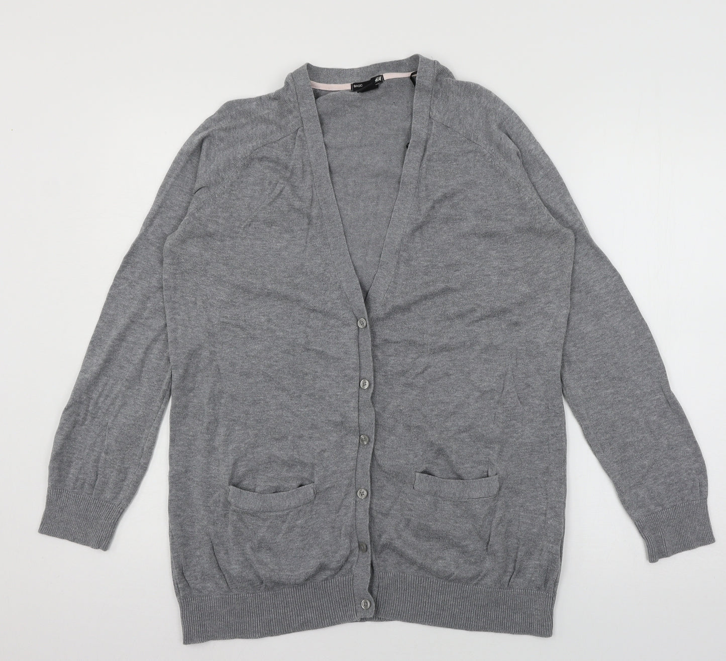H&M Womens Grey  Knit Cardigan Jumper Size M