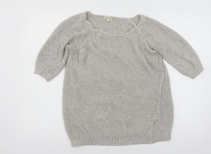 River Island Womens Grey  Knit Pullover Jumper Size 10