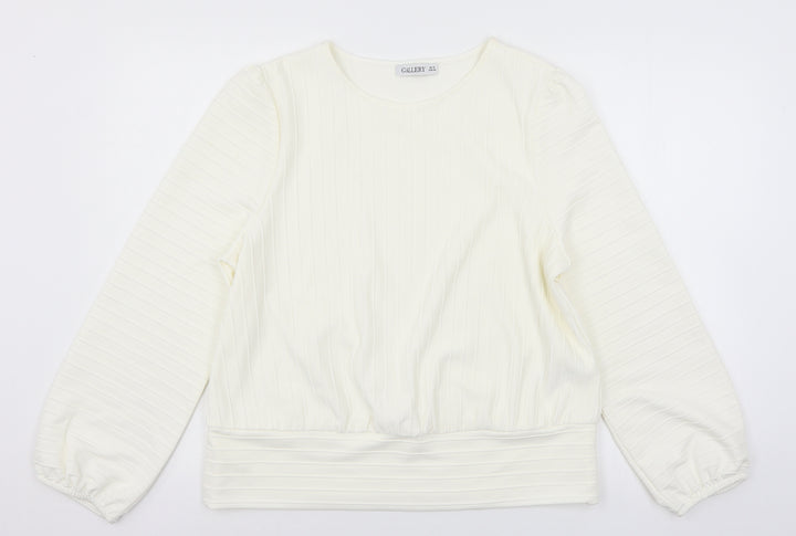 Gallery Womens Ivory   Pullover Sweatshirt Size 12