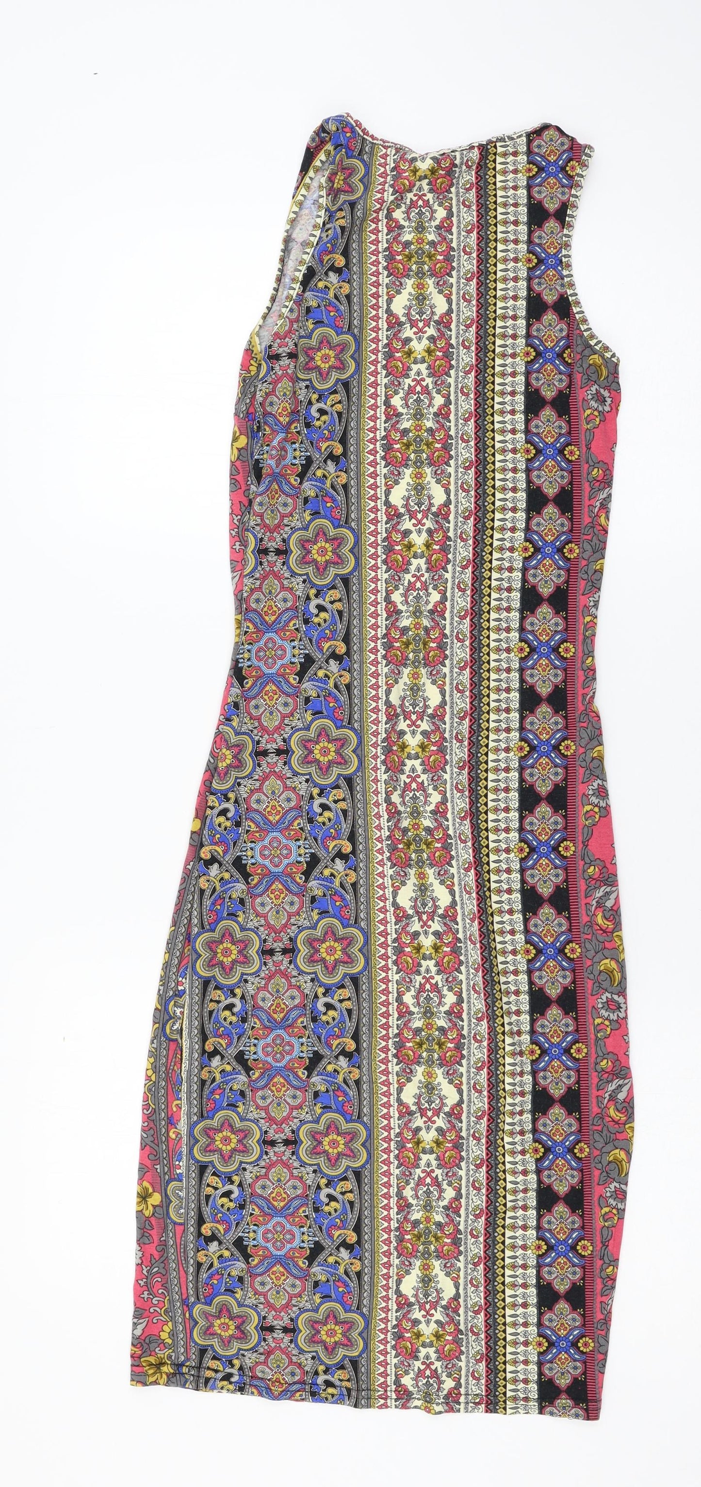 Atmosphere Womens Multicoloured Geometric Jersey Tank Dress  Size 8