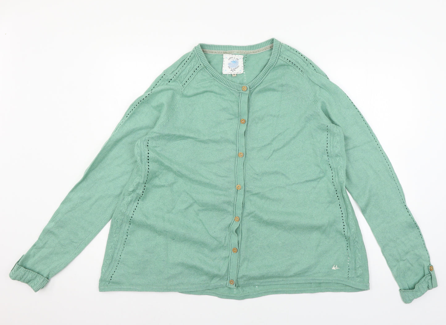 Mantaray Womens Green  Knit Cardigan Jumper Size 16