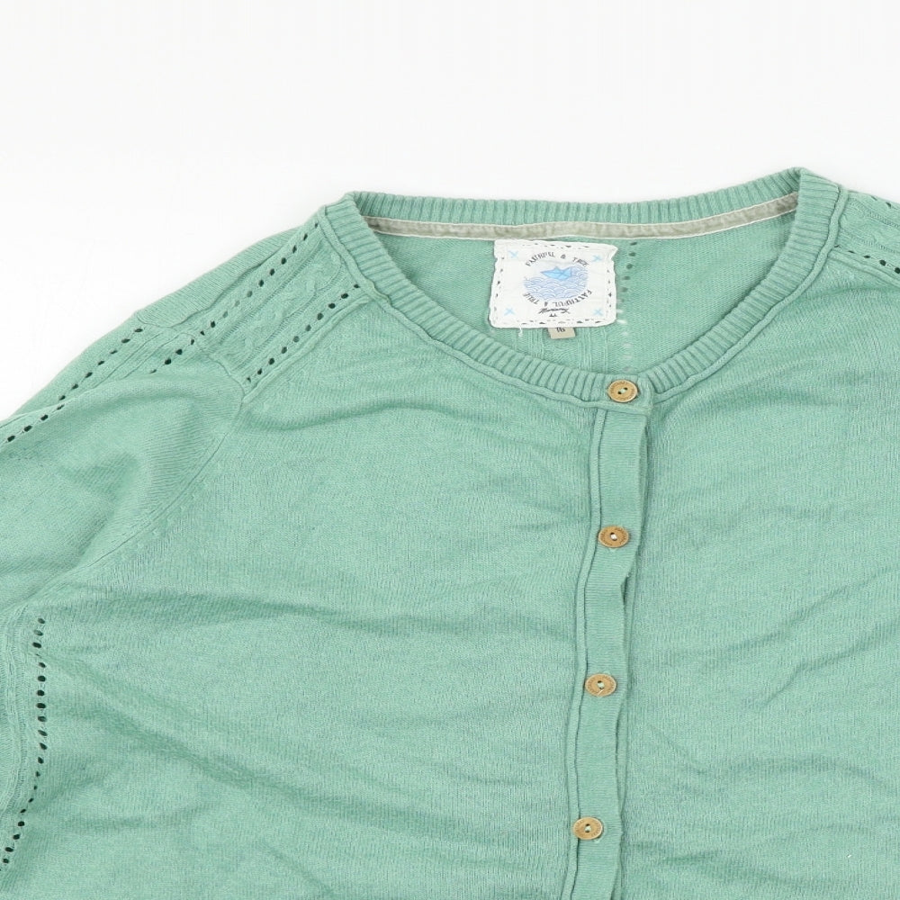 Mantaray Womens Green  Knit Cardigan Jumper Size 16