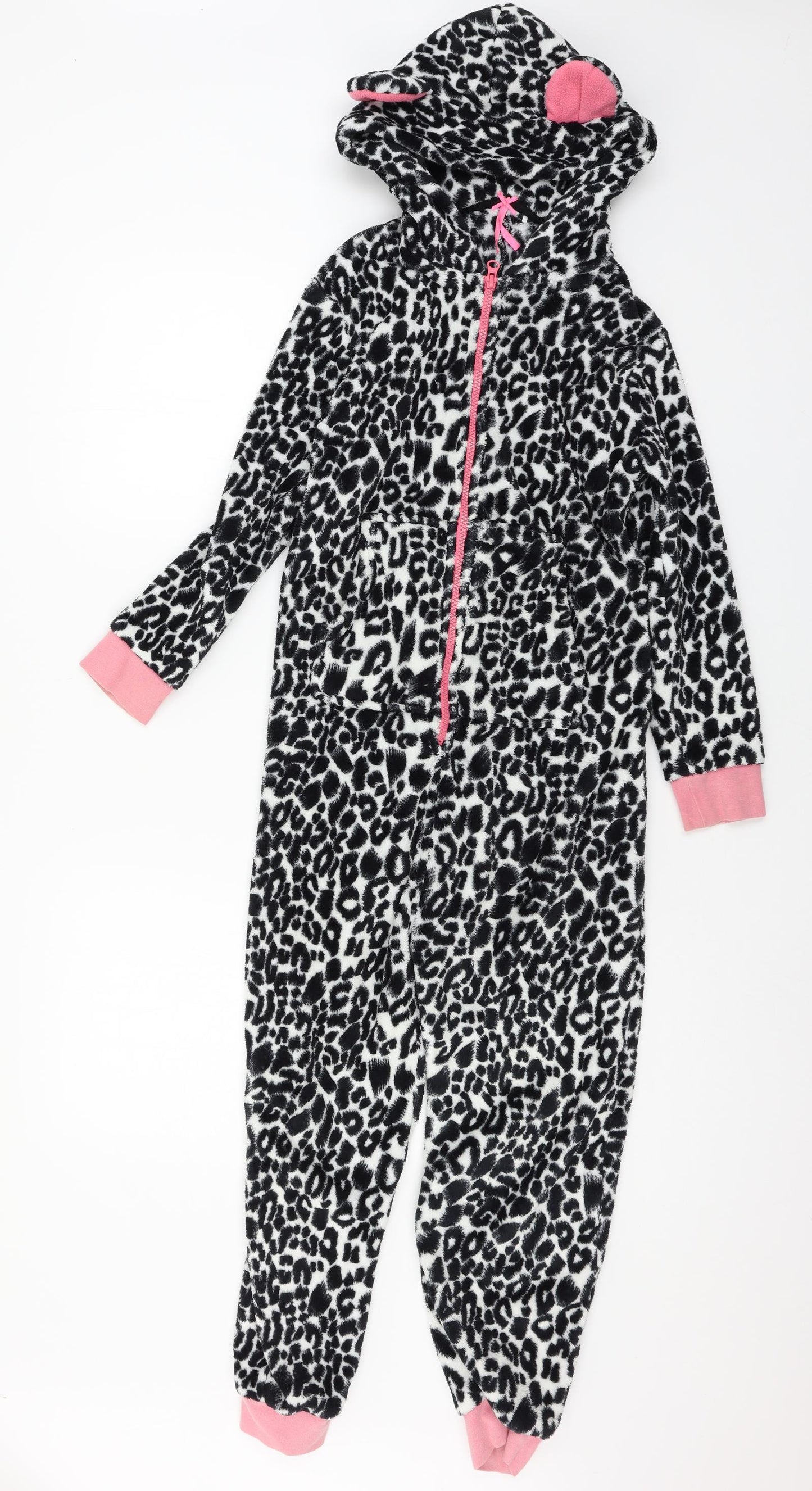 NEXT Girls Black Animal Print Microfibre Top One Piece Size 9 Years