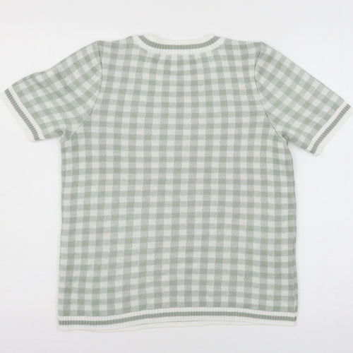 NEXT Womens Green Check Knit Pullover Jumper Size XS