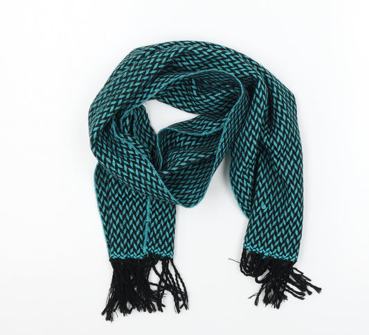 Front view of Preworn women’s blue check knit scarf