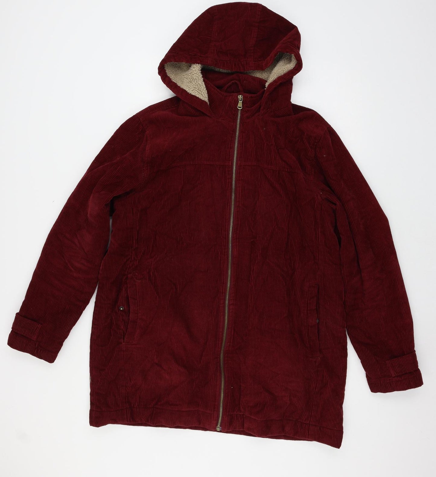 Cotton Traders Womens Red  Corduroy Parka Coat Size L