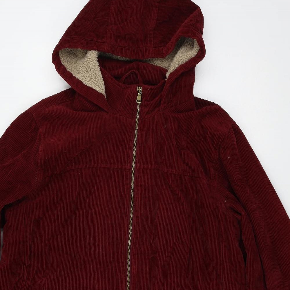 Cotton Traders Womens Red  Corduroy Parka Coat Size L