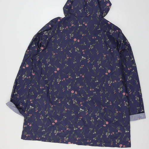 Anne De Lancay  Womens Blue Floral  Parka Coat Size L