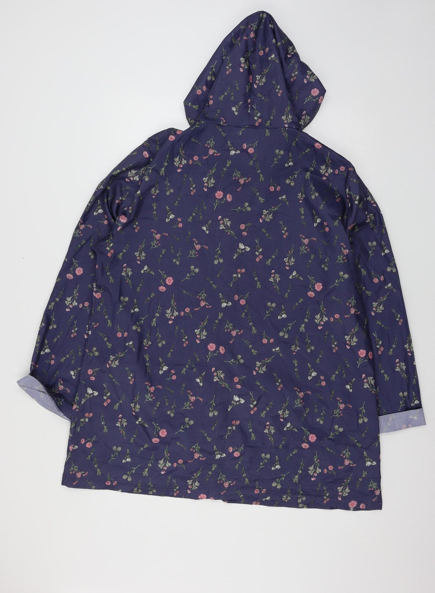 Anne De Lancay  Womens Blue Floral  Parka Coat Size L