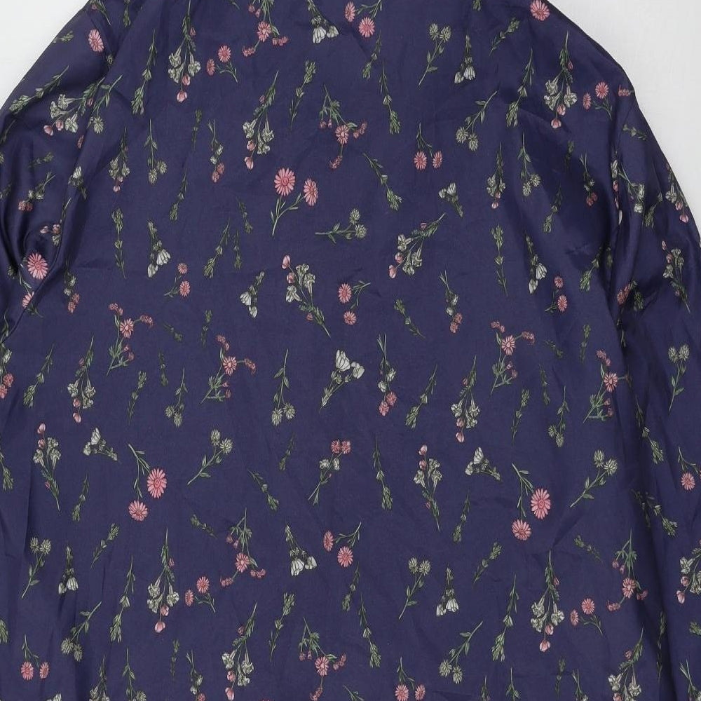 Anne De Lancay  Womens Blue Floral  Parka Coat Size L