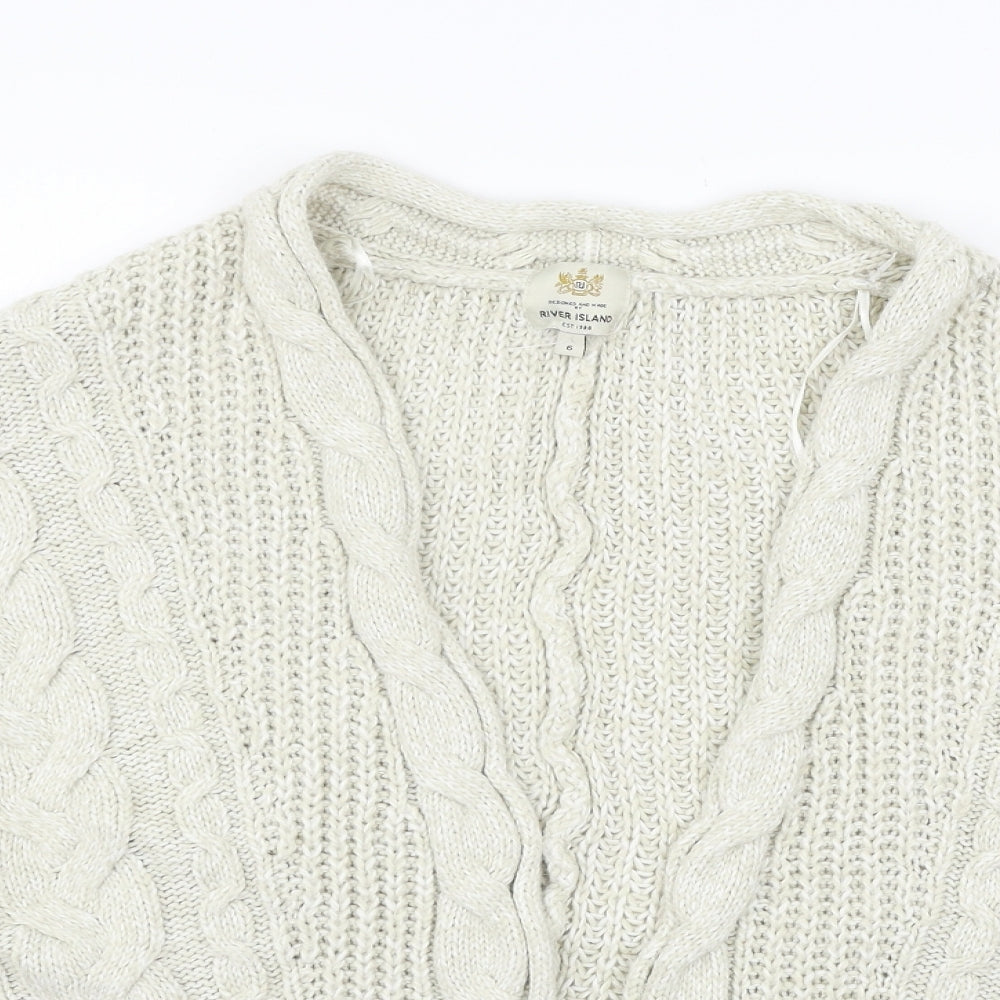 River Island Womens Ivory  Knit Cardigan Jumper Size 6