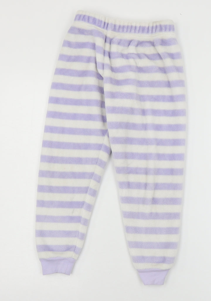 Marks and Spencer Girls Purple Striped Microfibre Capri Pyjama Pants Size 7-8 Years