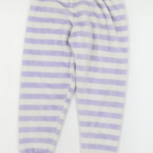Marks and Spencer Girls Purple Striped Microfibre Capri Pyjama Pants Size 7-8 Years