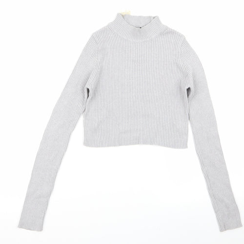 Select Womens Grey   Basic T-Shirt Size 6  - crop top